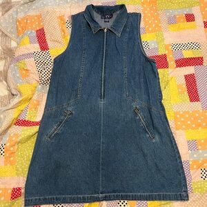 Casual Denim Zip-Up Mini Dress